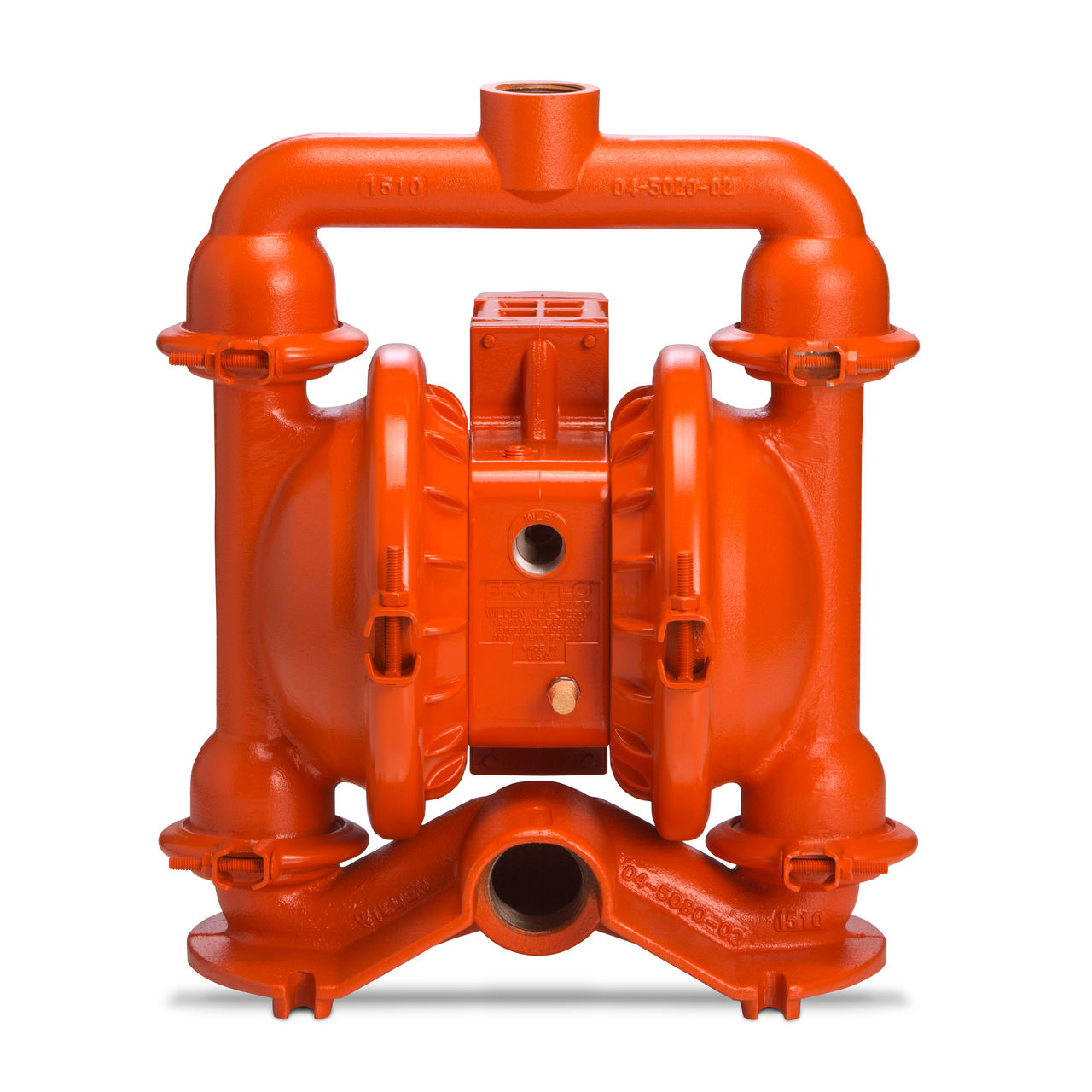 An orange Wilden AODD pump